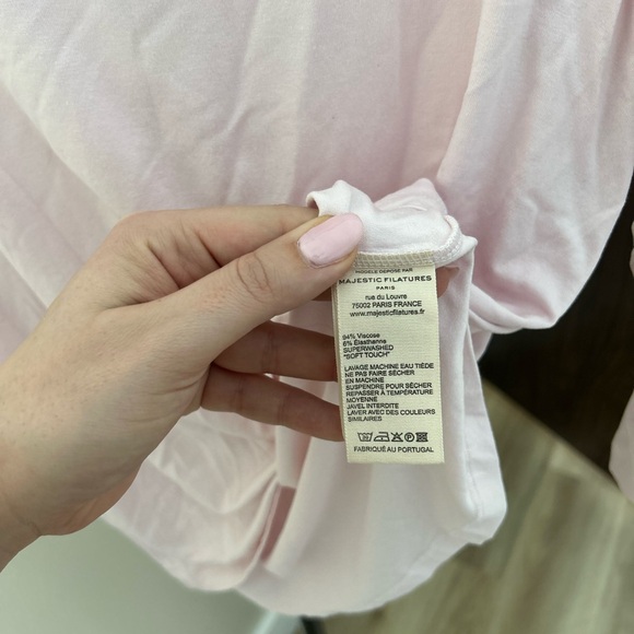 BRAND NEW! Majestic Filatures Deluxe Teeshirt Women's Light Pink Top - Picture 5 of 6